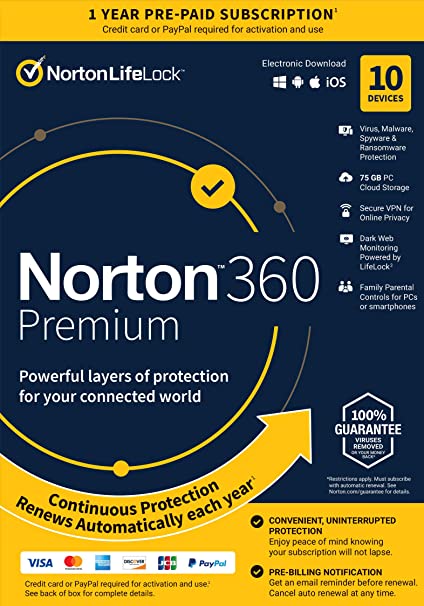 Norton 360 Premium 10 Devices 1 Year Subscription
